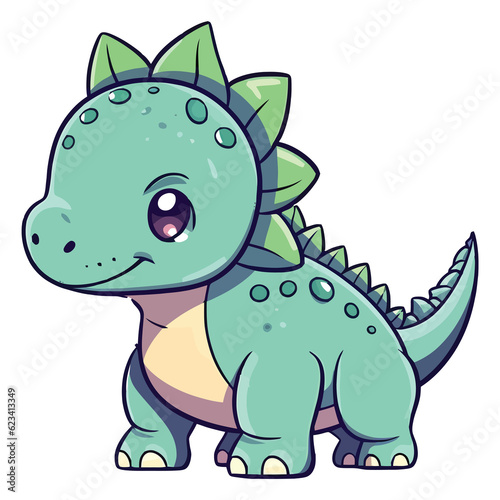 Ancient Cuteness  Adorable Iguanodon Dinosaur in a Whimsical 2D Illustration
