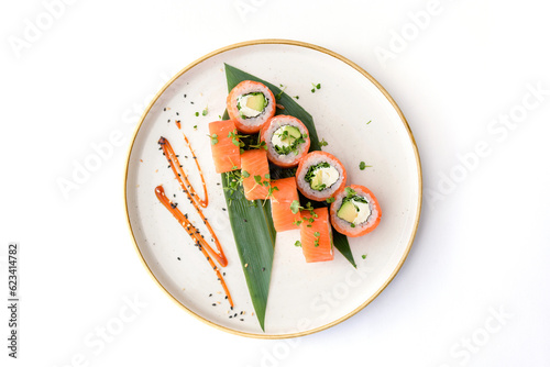Philadelphia Sushi Rolls Set with Salmon and Cream Cheese
