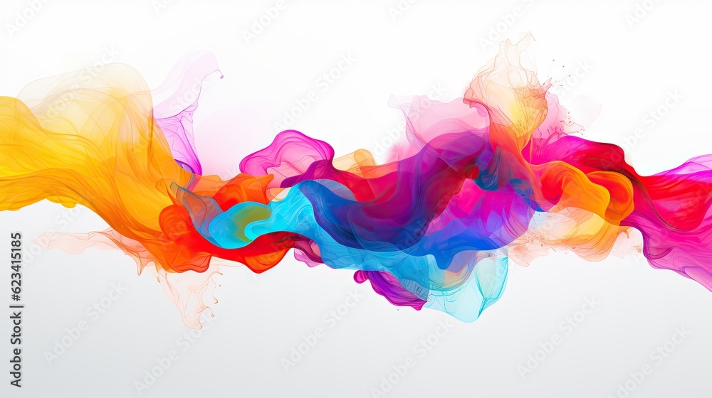 Modern abstract painting of bright colors over a white background, generative ai Modern abstract painting of bright colors over a white background, generative ai