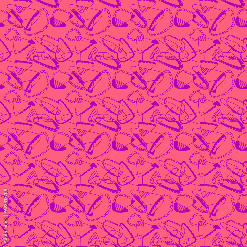 Abstract seamless pattern with line hand drawn geometry elements