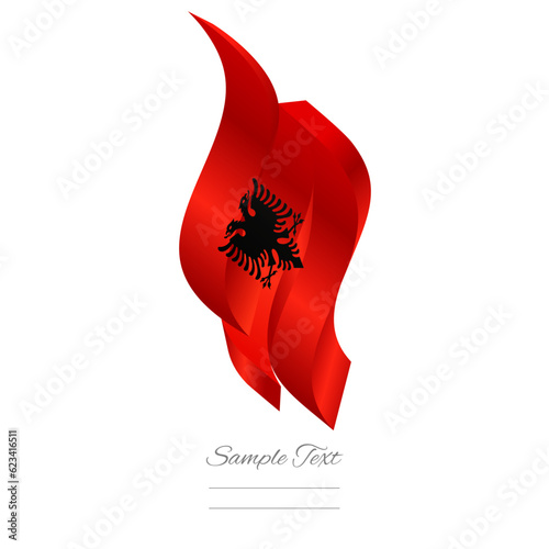 Albania abstract flag logo icon. Albanian 3d flag ribbon banner isolated on white background