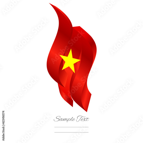 Vietnam abstract flag logo icon. Vietnamese 3d flag ribbon banner isolated on white background
