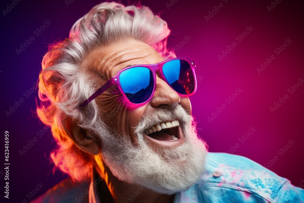 man in the studio on a colored background, blank for advertising. Portrait with selective focus man in the studio on a colored background, blank for advertising. Portrait with selective focus