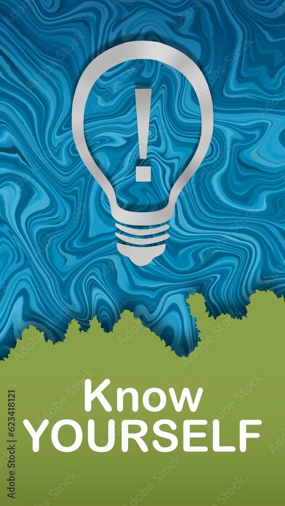 Know Yourself Bulb Blue Texture Green Text Vertical