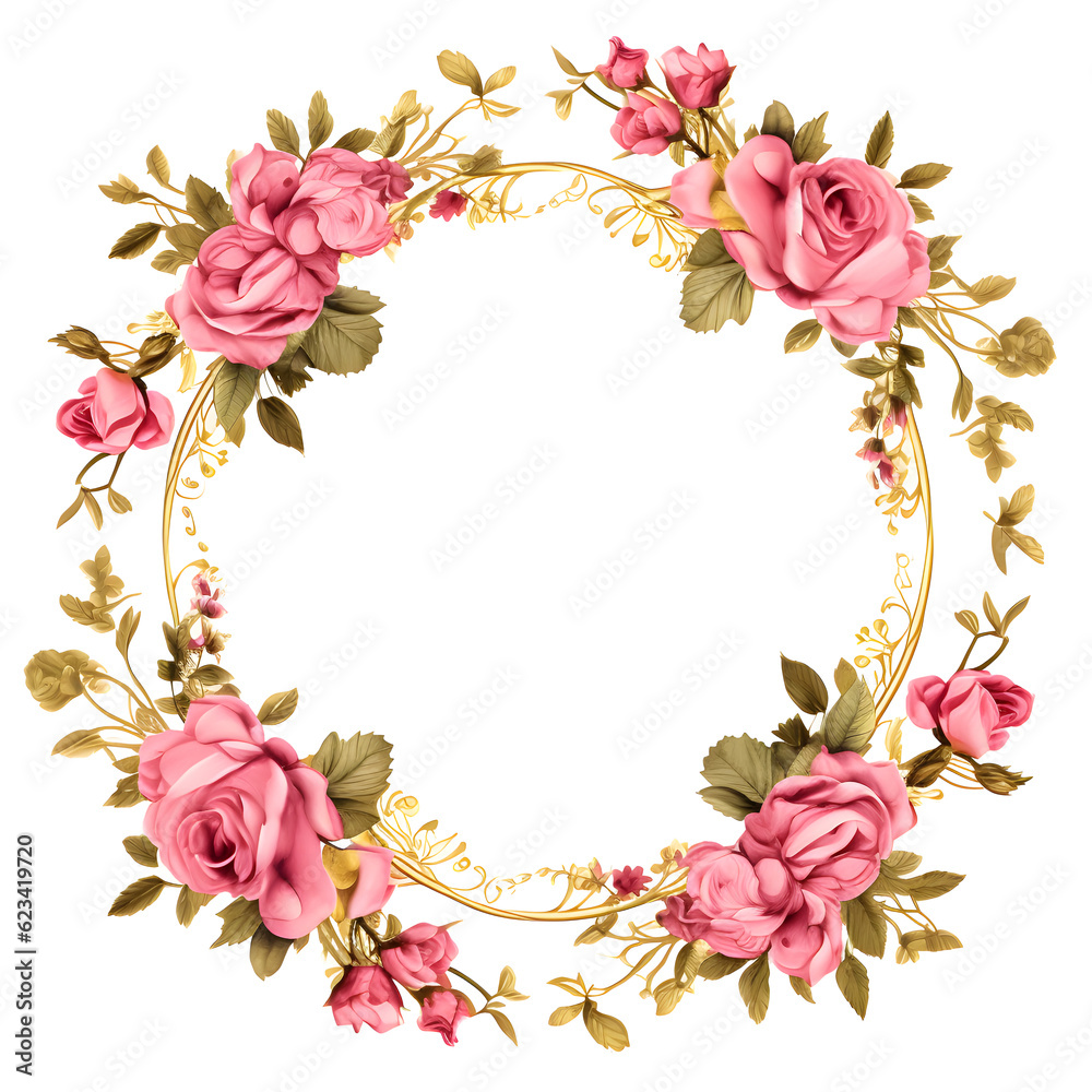roses and leaf Decorative Ornamental Frame