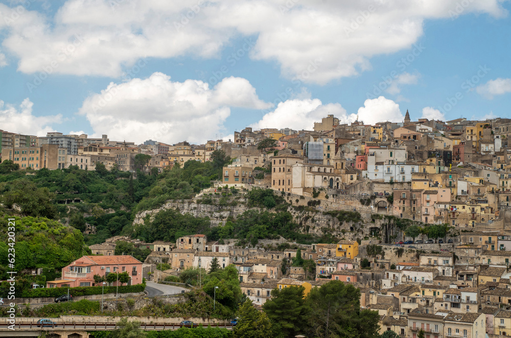 Panorama of baroque city upper Ragusa, Sicilia, Italy