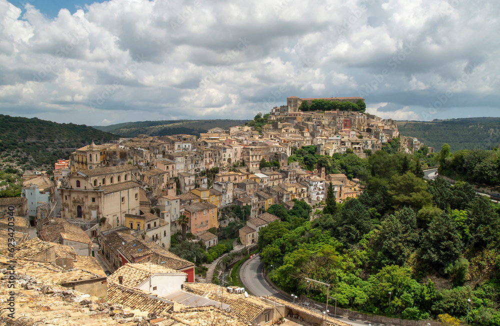 Panorama of baroque city Ragusa Ibla, Sicilia, Italy