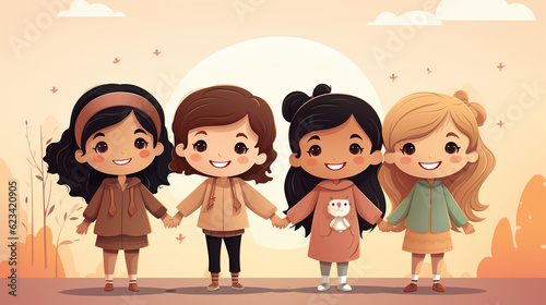 Friendship day flat design - Freinds enjoying