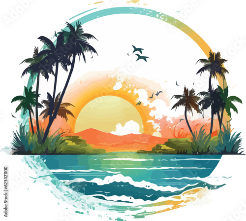 beach with palm trees vectorial