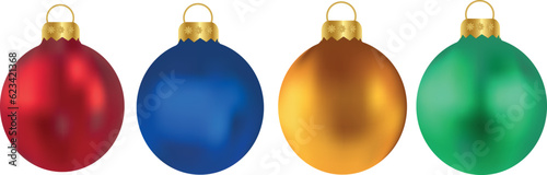 Multicolored Christmas balls on a transparent background