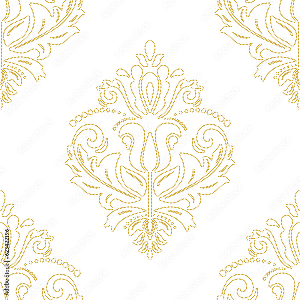 Orient vector classic pattern. Seamless golden and white background with vintage elements. Orient pattern. Ornament for wallpapers and packaging Orient vector classic pattern. Seamless golden and white background with vintage elements. Orient pattern. Ornament for wallpapers and packaging