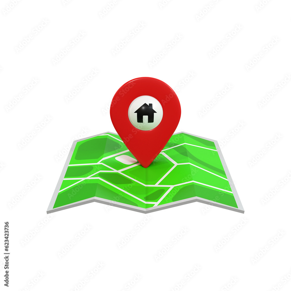 3D Realistic Location map pin gps pointer markers 3d rendering
