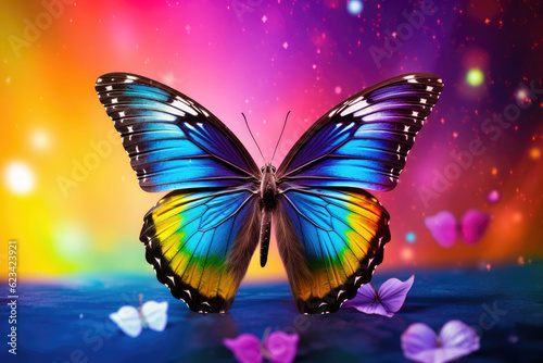 Butterfly with a rainbow background © Veniamin Kraskov
