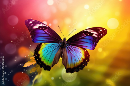 Butterfly with a rainbow background