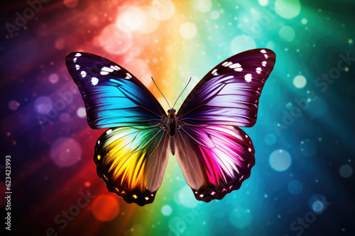 Butterfly with a rainbow background