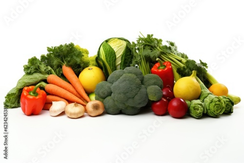 Fresh vegetable on white background. AI generated