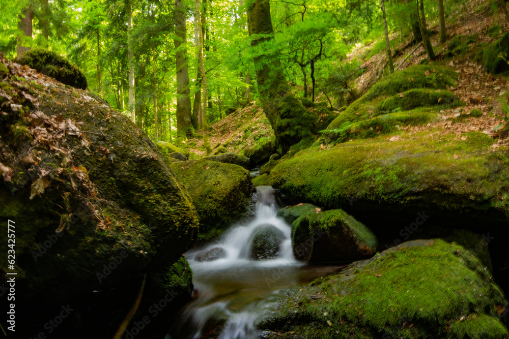 Small Waterfall in the Black Forest, Gertelbach Waterfall near to Buehlertal and near Baden-Baden Small Waterfall in the Black Forest, Gertelbach Waterfall near to Buehlertal and near Baden-Baden