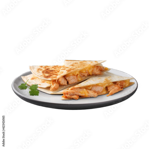 Chicken Quesadilla isolated on transparent background. Generative AI