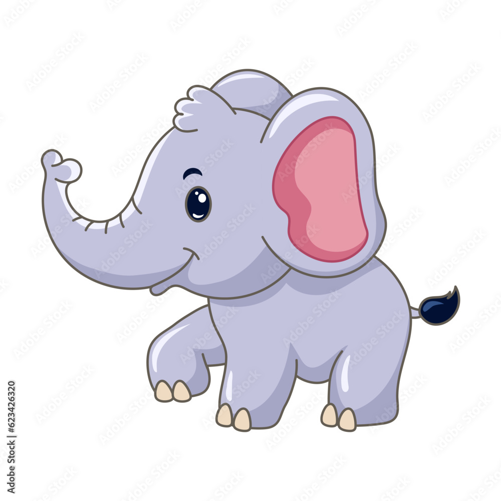 cute baby elephant cartoon smiling