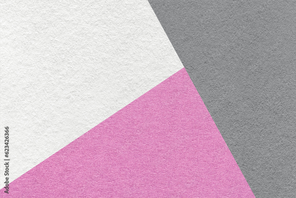Fototapeta premium Texture of craft white, lilac and gray shade color paper background, macro. Vintage abstract pink cardboard