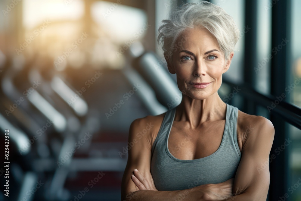Portrait of senior lady, woman working out gym fitness, fitness concept, woman. Senior healthy lifestyle