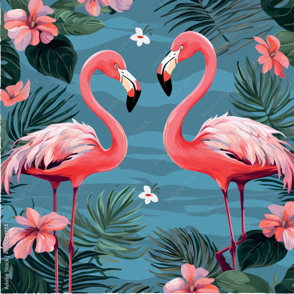 Obraz premium flamingos vectorial