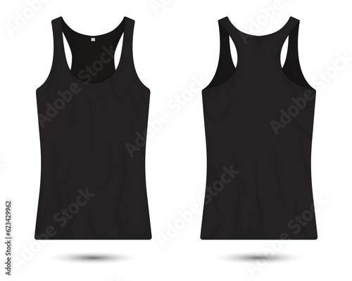 black tank top shirt mockup front and back view