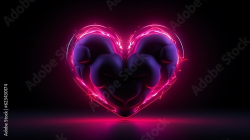 Neon lines form a love image  illustration for product presentation and template design.
