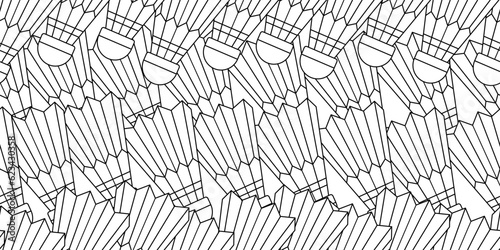 outline Shuttlecock badminton seamless pattern