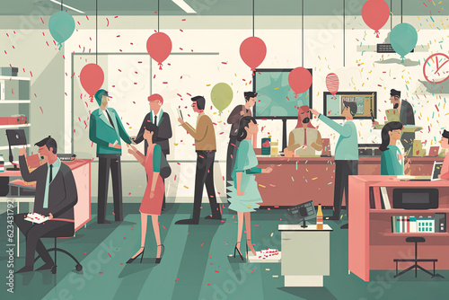 Illustration of a corporate party in the office. photo