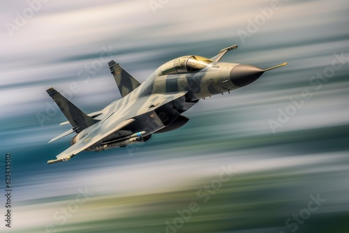 Fighter jet slices through the sky at supersonic speed. Generative AI 9 photo