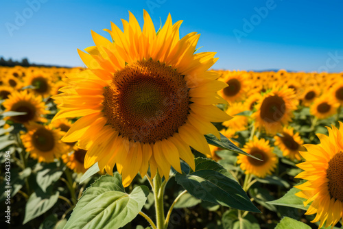 yellow sunflower in the field generative ai