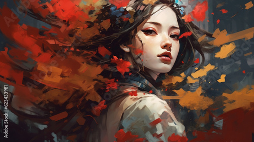 generative ai geisha with folwers