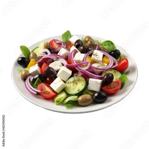 Greek Salad isolated on transparent background. Generative AI