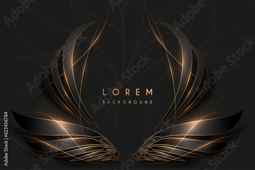 Abstract black and gold wings template