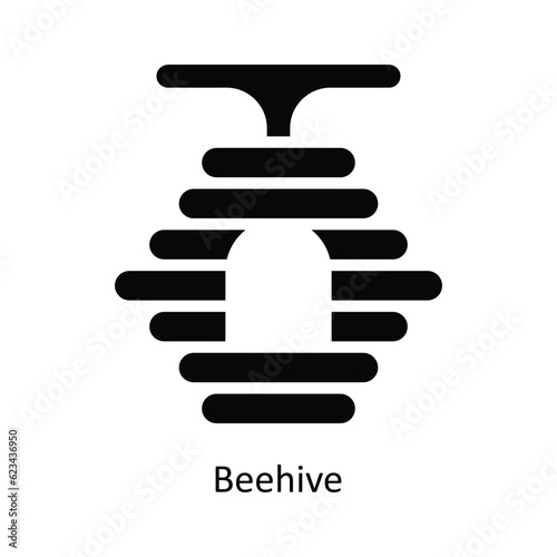 Beehive  Vector Solid Icon Design illustration. Nature and ecology Symbol on White background EPS 10 File