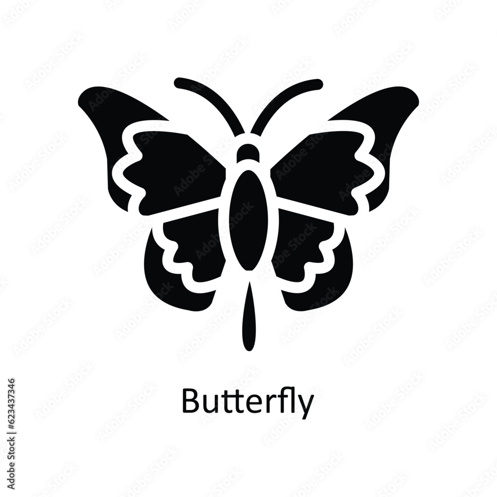 Butterfly Vector Solid Icon Design illustration. Nature and ecology Symbol on White background EPS 10 File Butterfly Vector Solid Icon Design illustration. Nature and ecology Symbol on White background EPS 10 File