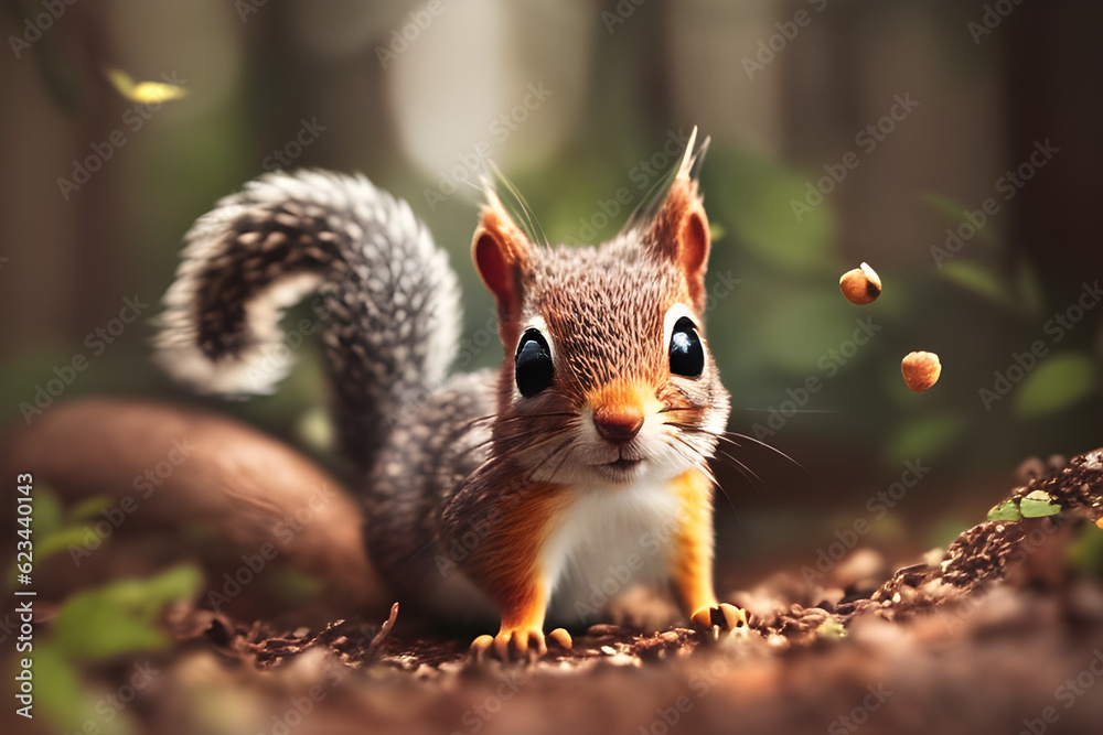 Obraz premium squirrel in the forest. generative AI
