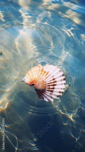 Sea shell in water. Generative AI