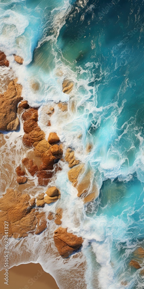 Golden Mirage Turquoise Tides Over Sun-kissed Sands - generative ai Golden Mirage Turquoise Tides Over Sun-kissed Sands - generative ai