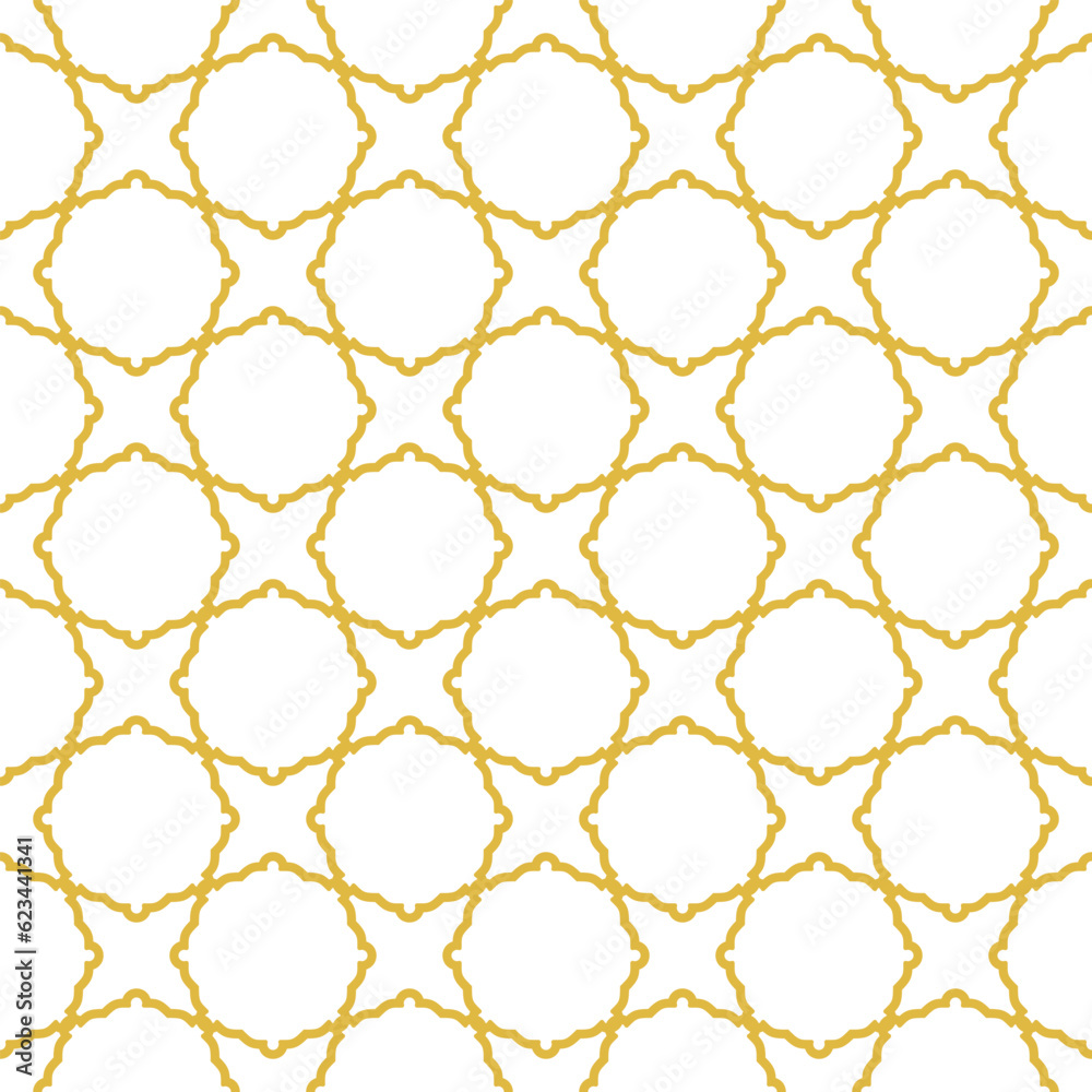 Seamless golden and white vector ornament in arabian style. Geometric ...