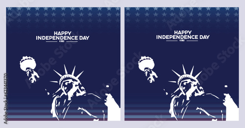 set of united states independence posters, with liberty statue elements.