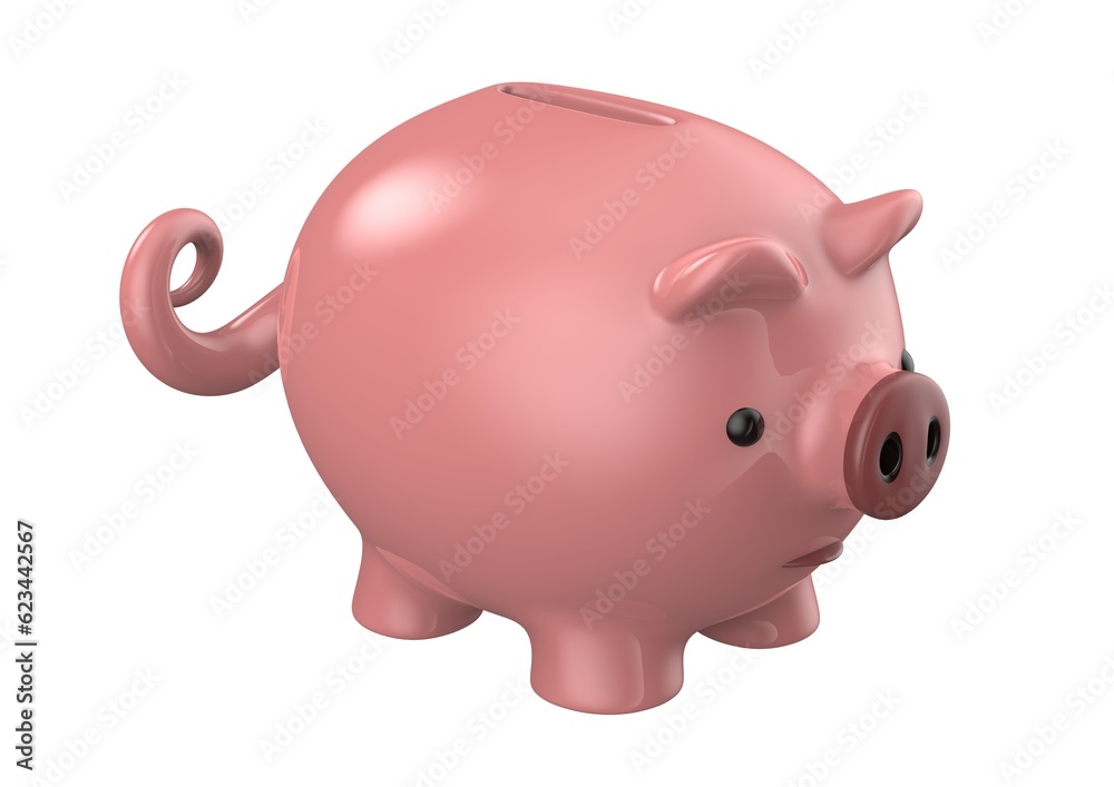 Pink piggy bank isolated on a white background. 3d rendering illustration Pink piggy bank isolated on a white background. 3d rendering illustration