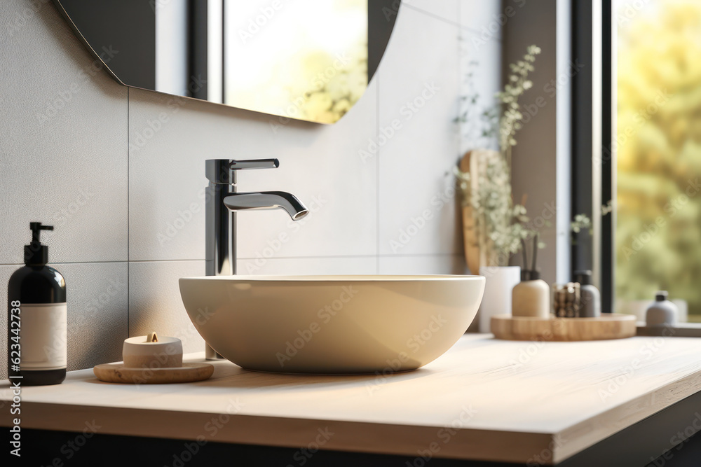 wash basin, sink with faucet generative ai wash basin, sink with faucet generative ai