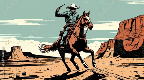 cowboy riding a horse © jambulart