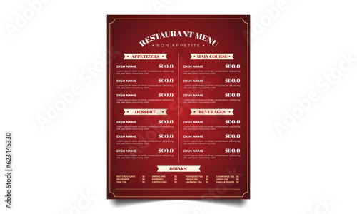Restaurant menu template design. food menu for restaurant.