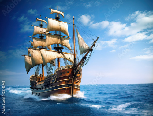 old ship or caravel sailing