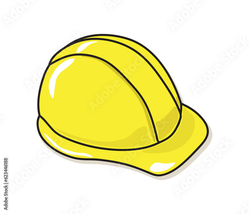 Vector illustration of a yellow hardhat on a white background