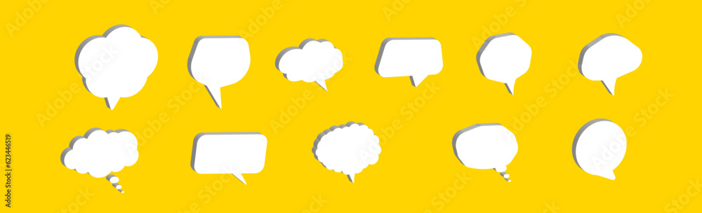 3d speech bubble chat icon collection set.blank white speech bubbles. 3d speech bubble chat icon collection set.blank white speech bubbles.