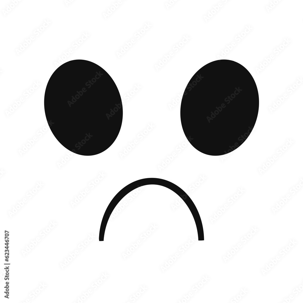 Expression of Sorrow: Symbolic Sad Face in Black Expression of Sorrow: Symbolic Sad Face in Black